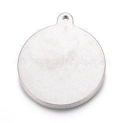 変色しない304ステンレススチールペンダント  聖者とフラットラウンド  ステンレス鋼色  29x25.5x3mm  穴：1.6mm&nbsp;STAS-H117-02P