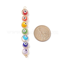 7 Chakra Evil Eye Handmade Lampwork Round Bead Connector Charms&nbsp;PALLOY-JF01929