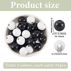 50Pcs 2 Colors Wood Large Hole European Beads&nbsp;WOOD-SP0001-50