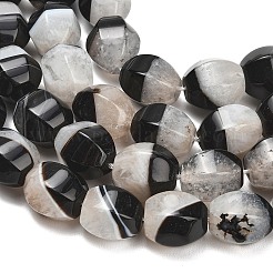 天然石瑪瑙ビーズ連売り  染め＆加熱  ランタン  ブラック  15~19.5x14~17x12.5~15.5mm  穴：1.2~1.8mm  約24個/連  16.14''（41センチメートル）&nbsp;GG-L001-G01-03D