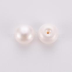 グレードAAA天然養殖淡水パールビーズ  片穴  半円  ホワイト  9~9.5x6.5mm  半分穴：1mm&nbsp;PEAR-R008-9-9.5mm-01