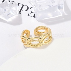 Rack Plating Brass Cuff Rings for Women&nbsp;RJEW-M028-64G