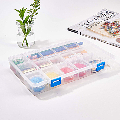 オーガナイザー収納プラスチックボックス  長方形  透明  24.2x15.5x3cm  1つのコンパートメントさ：4.5x3.8cm  18区画/ボックス  4個/セット&nbsp;CON-BC0001-07