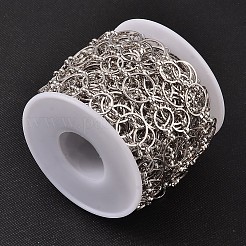 真鍮製手作りのチェーン  溶接されていない  スプールで  プラチナカラー  ニッケルフリー  リンク：約10mm、直径が14mm  厚さ1mm  約32.8フィート（10m）/ロール&nbsp;CHR006-CK50