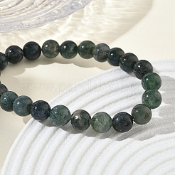 Natural Moss Agate Round Beaded Stretch Bracelets&nbsp;GG-CBA12F1-02A-08