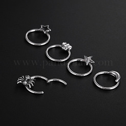 ハロウィーンのステンレススチールの鼻ピアス  フープ軟骨ピアス  ステンレス鋼色  ムーン  10mm  ピン：1.2mm&nbsp;WGADCDD-04