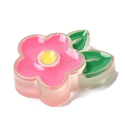 半透明の樹脂カボション  エナメル  花  29x25.5x7mm&nbsp;RESI-H147-01E