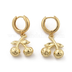 Brass Cherry Hoop Earrings&nbsp;EJEW-R016-04P