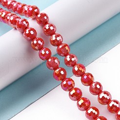 電気メッキガラスビーズセット  ABカラーメッキ  ファセット（96ファセット）  ラウンド  レッド  7~8mm  穴：1.2~1.5mm  約68~70個/連  18.90''（48センチメートル）&nbsp;X-GLAA-E036-14D