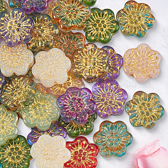 60Pcs Baking Paint and Golden Metal Enlaced Glass Beads&nbsp;DGLA-PA0001-07