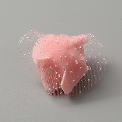 3Dフォームローズオーナメントアクセサリー  模造花  オーガンジーと  ピンク  43~45x39~45x21.5~22mm&nbsp;DIY-WH0304-623C