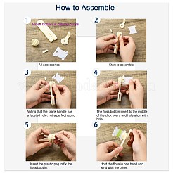 手動プラスチックフロスボビンワインダー  クロスステッチ用  糸工芸とDIY縫製刺繡工芸  アンティークホワイト  9.1x2.55x3.9cm&nbsp;TOOL-B003-01