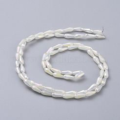 電気メッキオペークガラスビーズ連売り  フル虹メッキ  多面カット  ティアドロップ  ホワイト  9~10x4mm  穴：0.8mm  約70~72個/連  25.98インチ〜27.95インチ（66~71cm）&nbsp;X-EGLA-L015-FR-B11