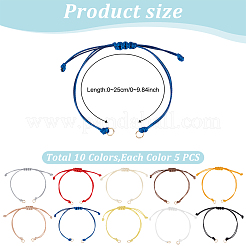 50Pcs 10 Colors Waxed Polyester Braided Cord Bracelet Making&nbsp;AJEW-DR00006