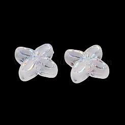 つや消し透明なアクリルビーズ  花  シルバーライン入り  ABカラーメッキ  ホワイト  16.5x17x5.5mm  穴：1.8mm  約833個/500g&nbsp;OACR-P029-09B-05