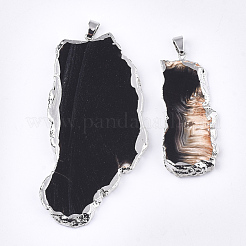 Natural Dyed & Heated Black Agate Slices Big Pendants&nbsp;G-R125-2A-S