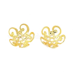 真鍮ビーズキャップ  長持ちメッキ  5  - 花びらの花  ゴールドカラー  10.5x11x4mm  穴：1.2mm&nbsp;KK-H446-03G-01