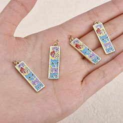 5個真鍮マイクロパヴェクリアキュービックジルコニアペンダント  エナメルと丸カン付き  キツネと長方形  18KGP本金メッキ  27x7.5x2mm  穴：3.5mm&nbsp;ZIRC-SZ0001-72