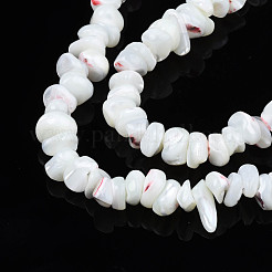 天然淡水シェルビーズ連売り  ナゲットチップス  ホワイト  2.5~5.5x6~17.5x5~8mm  穴：0.8mm  約92~112個/連  13.98インチ〜16.14インチ（35.5~41cm）&nbsp;SHEL-N003-23-A01