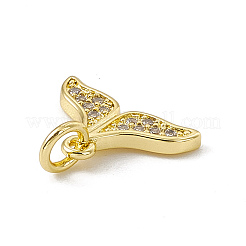 Brass Micro Pave Clear Cubic Zirconia Fishtail Charms&nbsp;ZIRC-F132-77G