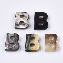 天然な黒リップシェルビーズ  トップドリルビーズ  文字.b  B：9.5x7.5x2.5mm  穴：0.6mm&nbsp;LS-SSHEL-S265-001B