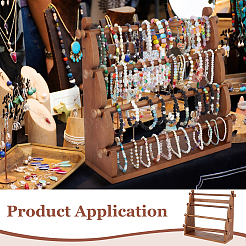 4-Tier Pine Wood Bracelet Organizer Display Riser Stands&nbsp;BDIS-WH0021-002