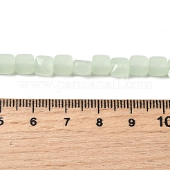 ジェイド風ガラスビーズ連売り  正方形  多面カット  淡緑色  5.5~6x6x4~4.5mm  穴：1mm  約100個/連  22.44~22.56（57~57.3センチメートル）&nbsp;GLAA-L050-B01