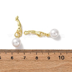 真鍮チャーム  模造真珠ビーズ  マーメイド＆ラウンド  18KGP本金メッキ  31mm  穴：2mm&nbsp;KK-F911-29G