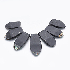 天然アワビシェル/パウアシェルビーズ連売り  30~48x16~21x4~5mm  穴：0.8mm  約7個/連  4.92インチ（12.5cm）&nbsp;SSHEL-P014-08