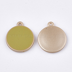 CCBプラスチックペンダント  エナメル  フラットラウンド  ダークカーキ  26x22x4mm  穴：2mm&nbsp;CCB-T007-03E