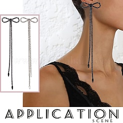 2 Pairs 2 Colors Alloy Bowknot Dangle Stud Earrings with Sterling Silver Pins&nbsp;EJEW-AN0004-89
