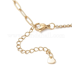 Alloy Heart Pendant 304 Stainless Steel Paperclip Chain & Rolo Chain Necklaces&nbsp;NJEW-JN05812-01