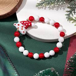 Christmas Theme Natural Mashan Jade & Lawmwork Beads Stretch Bracelets for Women&nbsp;BJEW-JB11148-02