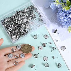 100Pcs Flat Round Stainless Steel Stud Earring Settings&nbsp;STAS-SP0001-61C-P