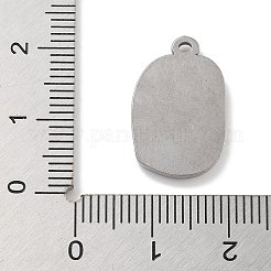 変色防止304ステンレススチールペンダント  フラワーチャーム付きオーバル  ステンレス鋼色  19.5x12.5x2.5mm  穴：1.4mm&nbsp;STAS-D197-06P