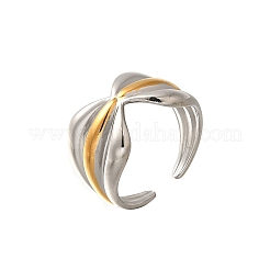Bowknot 304 Stainless Steel Open Cuff Rings for Women&nbsp;RJEW-G339-05GP-02