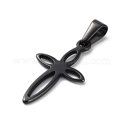 イオンプレーティング（IP）304ステンレスペンダント  クロス  ブラック  28x16x1.5mm  穴：8x3mm&nbsp;STAS-L210-30B
