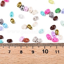 焼付塗装ガラスシードビーズ  2穴  オーバル  ミックスカラー  5~6x2.5~3.5x3mm  穴：0.7~0.9mm  約7500個/ポンド&nbsp;SEED-T006-03-02
