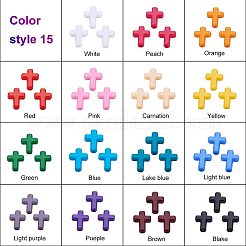 15色の不透明なアクリルビーズ  クロス  ミックスカラー  16x12x4.5mm  穴：2mm  約20PCS /カラー  300個/箱&nbsp;SACR-PH0007-07