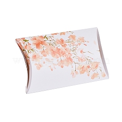 紙枕ボックス  ギフトキャンディー梱包箱  クリアウィンドウ付き  花柄  ホワイト  12.5x8x2.2cm&nbsp;LS-CON-G007-03A-09
