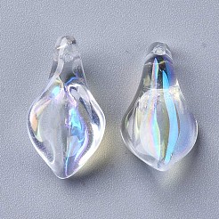クリアガラスペンダント  ABカラーメッキ  花弁  クリアAB  20x10.5x6mm  穴：1.2mm&nbsp;GLAA-S054-007C-01