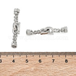 真鍮製マイクロペーブクリアキュービックジルコニアの留め金  フラットラウンド  プラチナ  32mm  穴：2.5x0.5mm&nbsp;KK-C172-04P