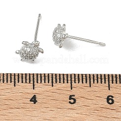 Brass Micro Pave Clear Cubic Zirconia Stud Earrings for Women&nbsp;EJEW-F403-02P