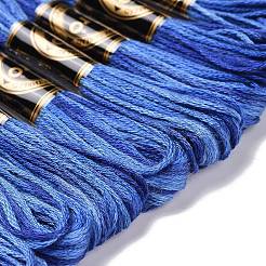 10かせ 6層ポリエステル刺繍フロス  クロスステッチの糸  セグメント染め  スチールブルー  0.5mm  約8.75ヤード（8m）/かせ&nbsp;OCOR-K006-A21