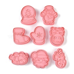 クリスマス プラスチック クッキー キャンディ 食品カッター 型  DIYのための  キッチン  焼く  子供の誕生日パーティー用品の好意  混合図形  66~70x55~63x20mm  8個/セット&nbsp;DIY-K080-02