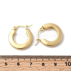 201 ステンレススチールフープピアス  304ステンレスピン付き  PVD真空メッキ  長持ちメッキ  ゴールドカラー  21x20x4mm&nbsp;EJEW-Z151-10G-02
