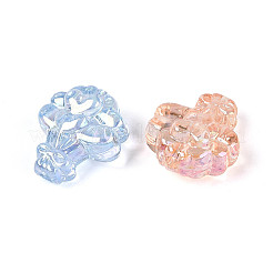 UVメッキ透明アクリルビーズ  虹色の  ハートブーケ  ミックスカラー  18.5x16x9.5mm  穴：2mm&nbsp;TACR-T029-28M