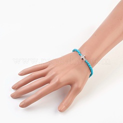 Synthetic Turquoise(Dyed) Beads Stretch Bracelets&nbsp;BJEW-JB03823-05