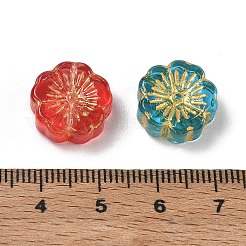 手作りランプワークビーズ  花  ゴールドライン入り  ミックスカラー  14x5mm  穴：1.1mm&nbsp;LA-CBAC95F-01