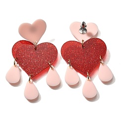 304 Stainless Steel Dangle Stud Earrings&nbsp;EJEW-M074-02G